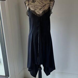Beautiful Black Satin Dress with Lace detail